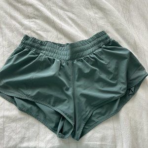Sage Green LuluLemon Hotty Hot Shorts SIZE 6